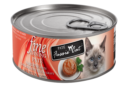 Fussie Cat Fine Dining - Pate - Sardine with Chicken Entree in gravy 2.82oz