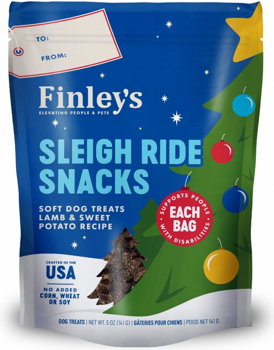 Finley's Sleigh Ride Snacks Christmas Tree Lamb Recipe Soft Chew Dog Treats, 6-oz bag
