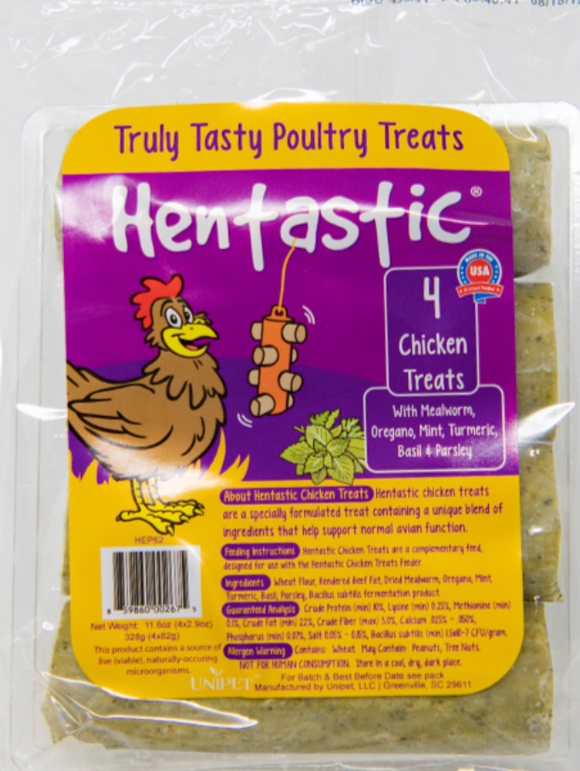 Hentastic® Chicken Treats with Mealworm, Mint, Oregano, Basil, Parsley, Turmeric, & Probiotics (4 pack) - 11.6 oz