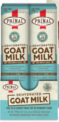 Primal Pet Foods Dehydrated Goat Milk for Dogs and Cats - 1.8oz Single-serve Packet