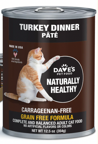 Dave's Naturally Healthy Turkey Dinner Paté for Cats -12.5oz