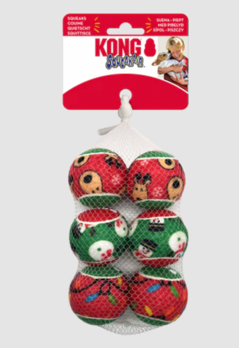 KONG Holiday SqueakAir Balls 6-Pack - Small