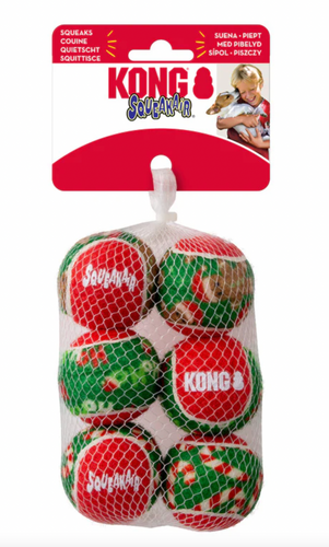 Kong Holiday Dog Toy Squeaker Air Ball 6 Pack - Medium