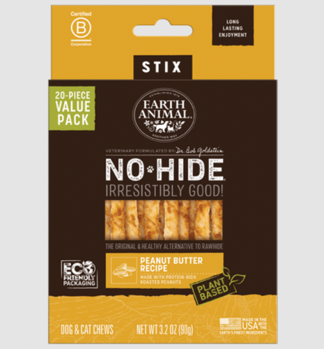 Earth Animal No-Hide® Peanut Butter Stix - 20 Count