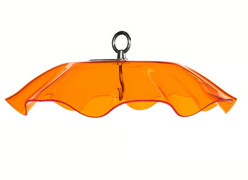 PROTECTIVE COVER FOR HANGING BIRD FEEDER WITH SCALLOPED EDGES