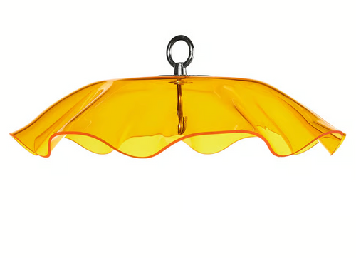 PROTECTIVE COVER FOR HANGING BIRD FEEDER WITH SCALLOPED EDGES