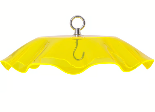 PROTECTIVE COVER FOR HANGING BIRD FEEDER WITH SCALLOPED EDGES