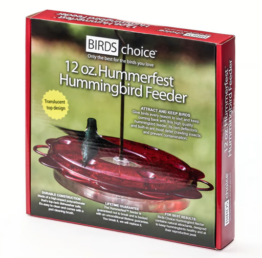 HUMMERFEST HUMMINGBIRD FEEDER FOR 12 OZ. NECTAR WITH 6 NECTAR PORTS