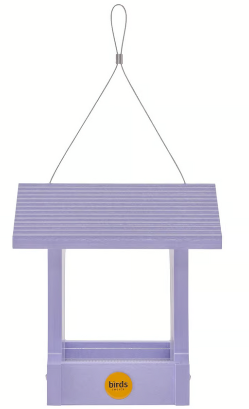SMALL HOPPER BIRD FEEDER IN PURPLE RECYCLED PLASTIC