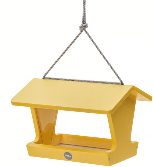 HOPPER BIRD FEEDER COLOR POP COLLECTION IN YELLOW RECYCLED PLASTIC
