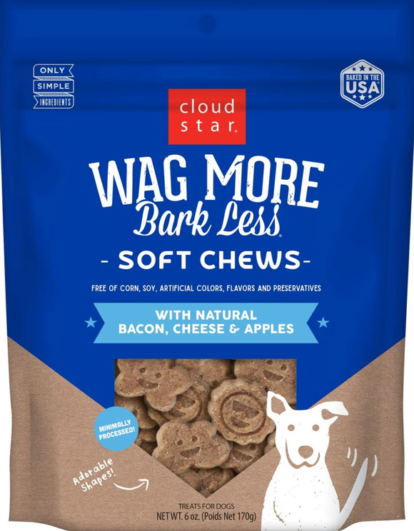 Cloud Star Wag More Bark Less Soft & Chewy with Bacon, Cheese & Apples Dog Treats