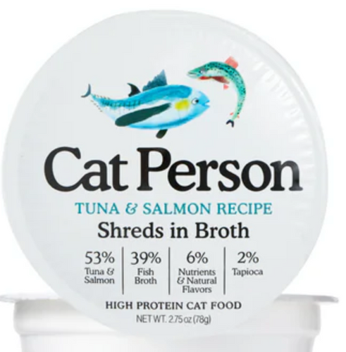 Cat Person Tuna & Salmon Shreds in Broth - 2.75z