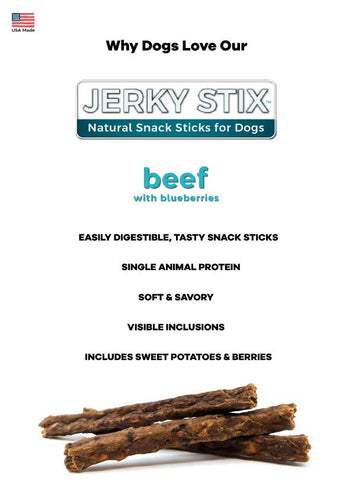 Wild Meadow Farms Jerky Stix Beef with Blueberries Dog Treat