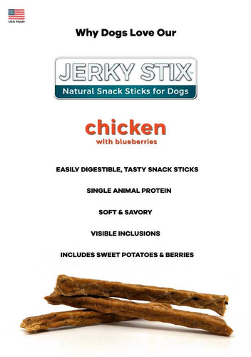 Wild Meadow Farms Jerky Stix Chicken with Blueberries Dog Treat