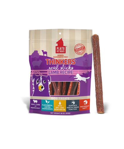 Plato Thinkers Lamb Meat Stick Dog Treats - 18oz