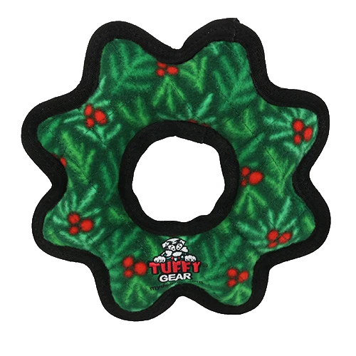 Tuffy Holiday Junior Gear Ring Wreath Dog Toy