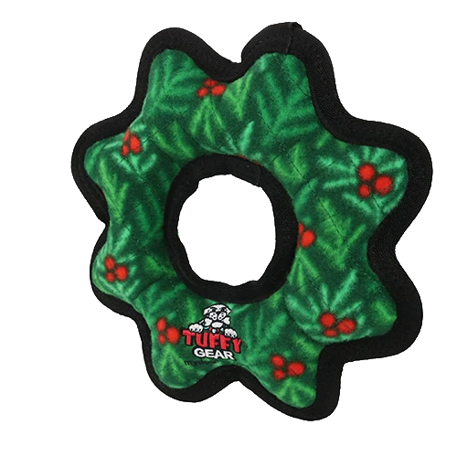 Tuffy Holiday Junior Gear Ring Wreath Dog Toy