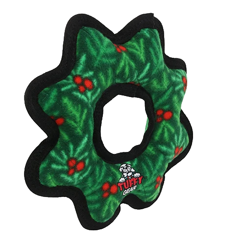Tuffy Holiday Junior Gear Ring Wreath Dog Toy