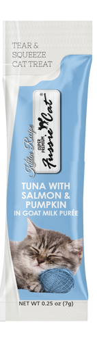 Fussie Cat Kitten Tuna with Salmon & Pumpkin in Goat Milk Puree - 4 Pack