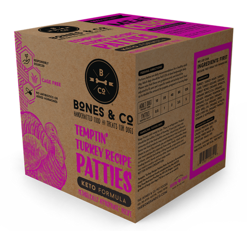 Bones & Co. Temptin' Turkey Patties - 18lb Bulk Box