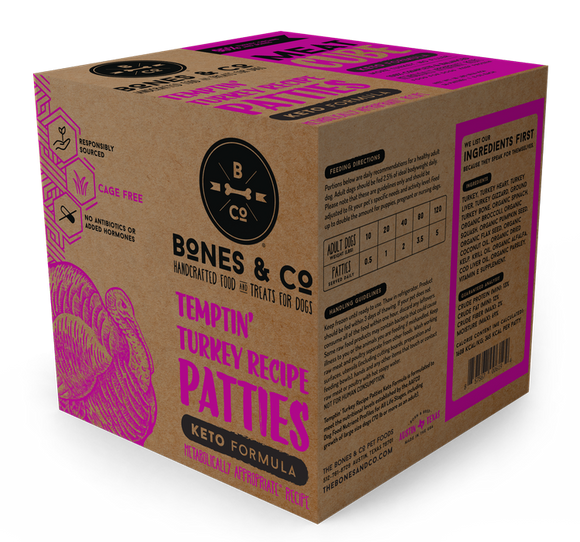 Bones & Co. Temptin' Turkey Patties - 18lb Bulk Box