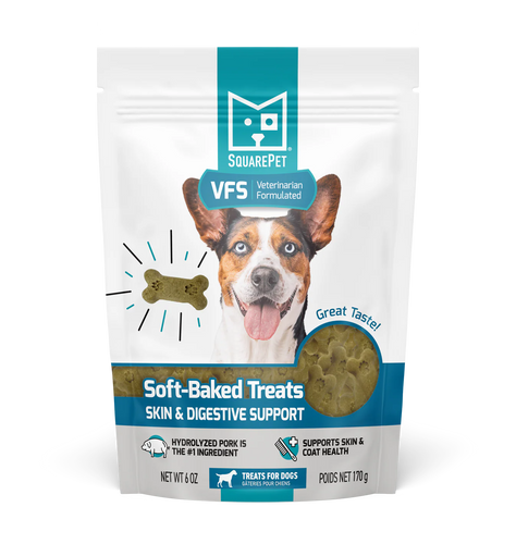 SQUARE PET VFS® SKIN & DIGESTIVE SUPPORT SOFT-BAKED TREATS FOR DOGS - 6oz