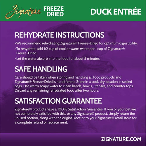 Zignature Original Freeze Dried Duck Entrée - 4oz
