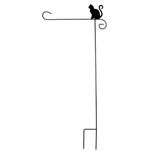 Wrought Iron Cat Garden Flag Stand