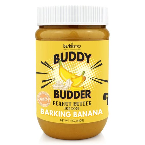 Barkin' Banana BUDDY BUDDER - 100% natural Dog Peanut Butter, Made in USA 17oz jar