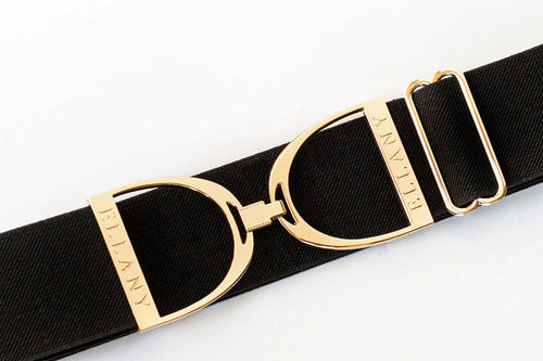 Ellany Black - 2 Gold Stirrup Elastic Belt