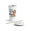 Spaniel Dog Tumbler with Straw - White 16oz