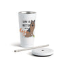 German Shepherd Dog Tumbler with Straw-White 16oz
