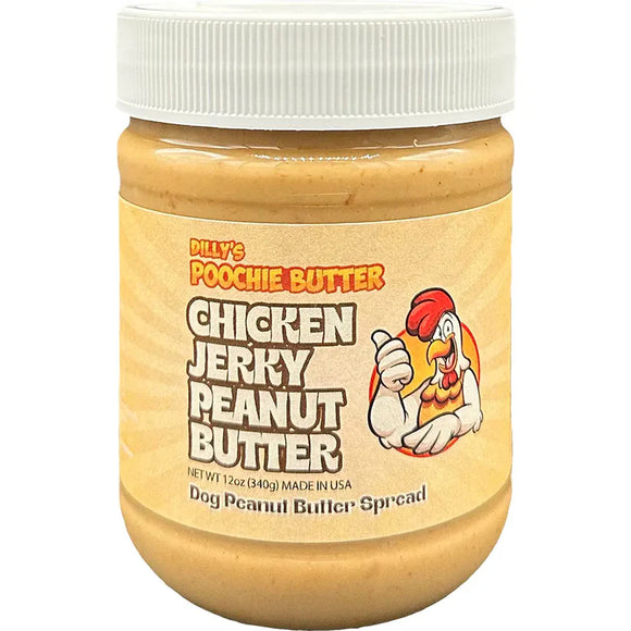 Dilly's Poochie Butter Chunky Chicken Jerky Dog Peanut Butter Jar