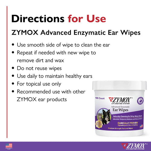 ZYMOX Advanced Enzymatic Ear Wipes - 100ct