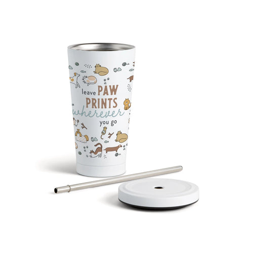Leave Dog Tumbler with Straw - White 16oz