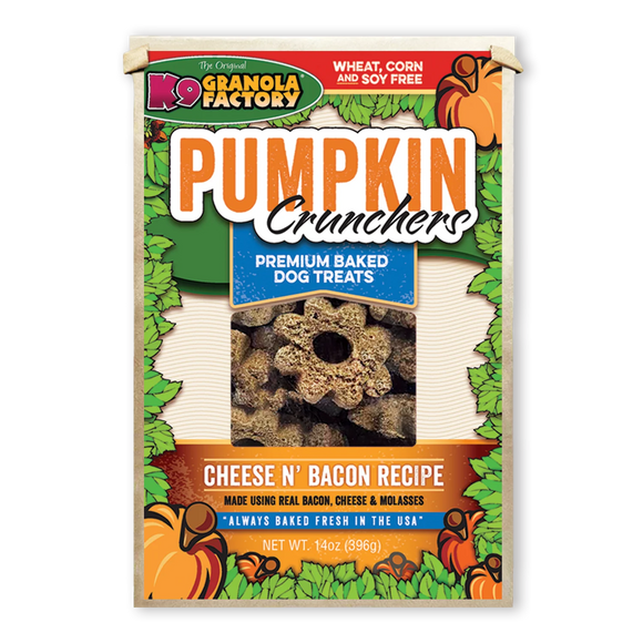 K9 Granola Factory Pumpkin Crunchers, Cheese N' Bacon Recipe Dog Treats, 14oz