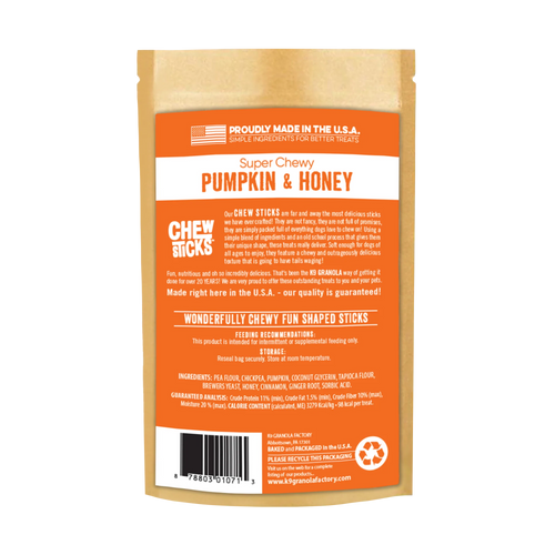K9 Granola Factory Chew Sticks Pumpkin & Honey Dog Dental Treat 10ct