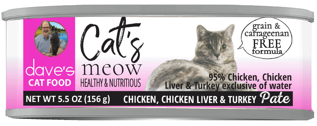 Dave's Cat's Meow 95% Chicken, Chicken Liver, & Turkey Pate