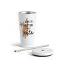 Tabby Cat Tumbler with Straw - White 16oz