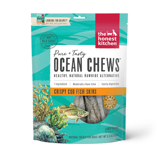 The Honest Kitchen Ocean Chews Crispy Cod Fish Skins Beams 5.5oz.