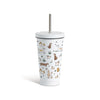 Dogs Tumbler with Straw - White 16oz