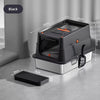PAWFECT™ Extra Large Fully Enclosed Stainless Steel Cat Litter Box with Scoop | Black
