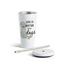 Old English Sheepdog Dog Tumbler with Straw