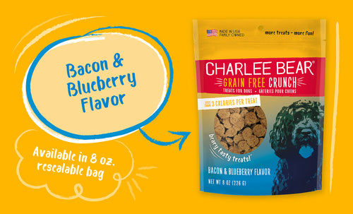 Charlee Bear Grain Free Crunch Bacon and Blueberry Dog Treat - 8oz