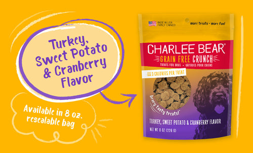 Charlee Bear Grain Free Crunch Turkey, Sweet Potatoe, & Cranberry Dog Treats - 8oz