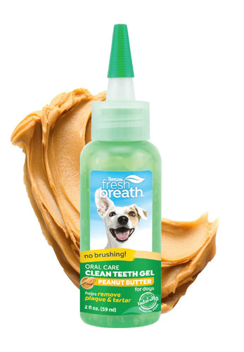 TropiClean Fresh Breath Peanut Butter Dental & Oral Care Gel for Dogs - 2oz