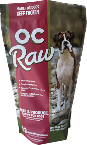 OC Raw Beef & Produce -6lb Patty