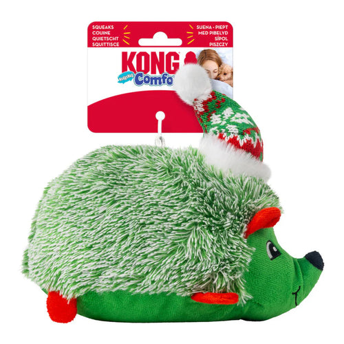 KONG Holiday Comfort Plus HedgeHug Dog Toy with Squeaker, Assorted Colors
