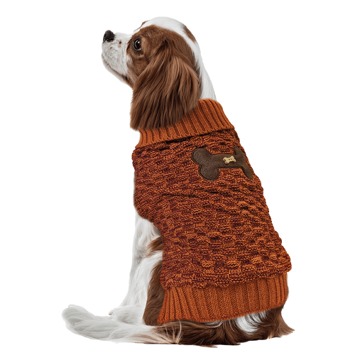 Ethical Pet Fashion Orange Pet Bone Accent Sweater - Extra Small - Medium