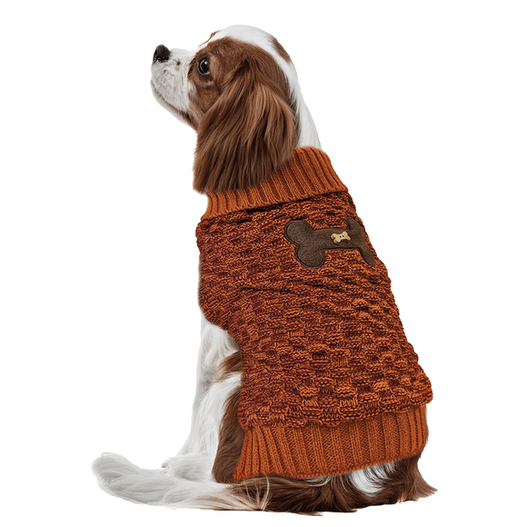 Ethical Pet Fashion Orange Pet Bone Accent Sweater - Extra Small - Medium